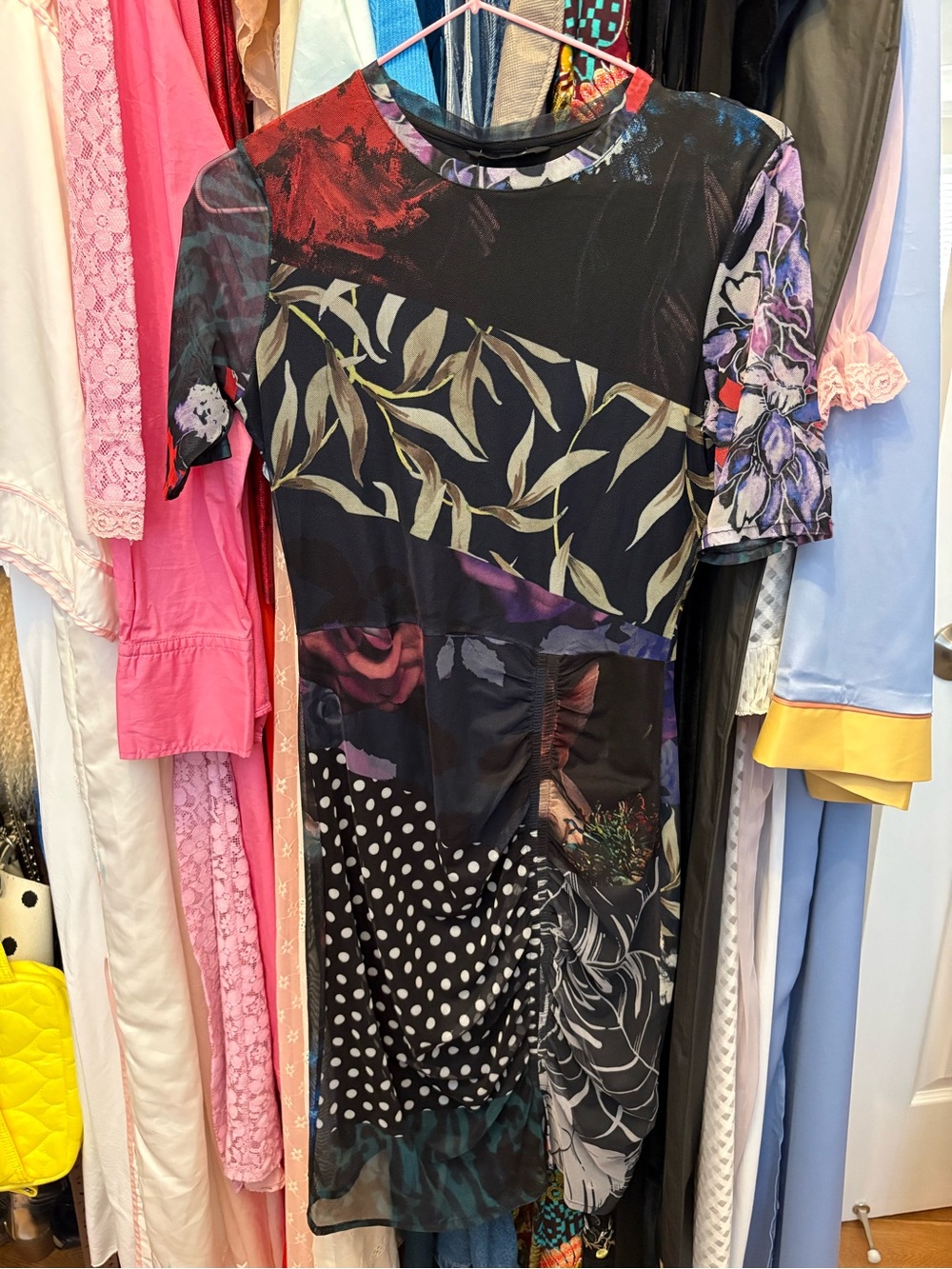NWT Desigual Amber Mesh Mixed-Print Dress - Picture 8 of 10